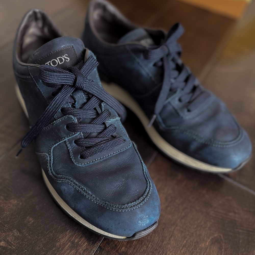 TOD'S Men's Blue Suede Sneakers SZ US 9.5 in Great and Clean Condition!